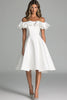 Load image into Gallery viewer, White A Line Satin Off the Shoulder Long Graduation Dress with Ruffles