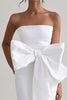 Load image into Gallery viewer, White Sheath Satin Long Graduation Dress with Bowknot