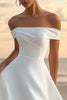 Load image into Gallery viewer, White A Line Satin Off the Shoulder Short Graduation Dress