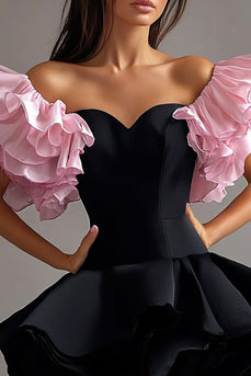 Sweetheart A Line Pink Short Little Black Dress with Ruffles