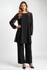 Load image into Gallery viewer, Black 2 Piece Long Sleeves Chiffon Mother of the Bride Pantsuit