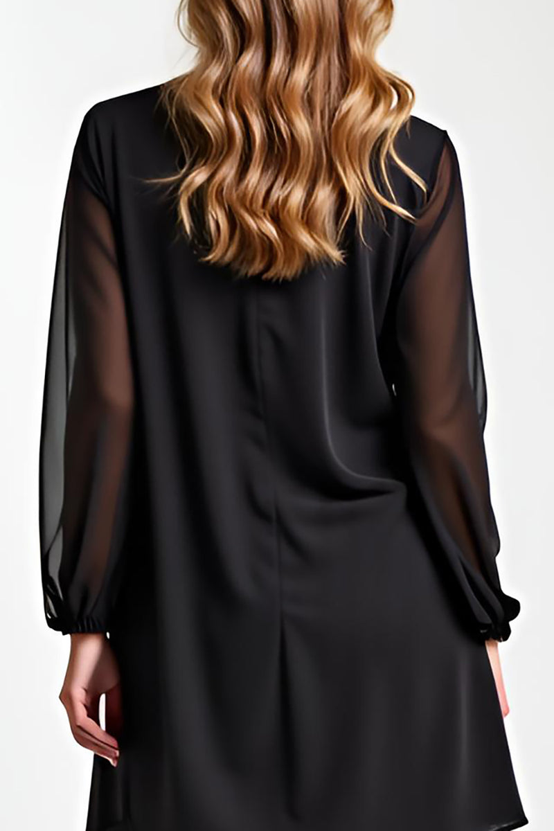 Load image into Gallery viewer, Black 2 Piece Long Sleeves Chiffon Mother of the Bride Pantsuit