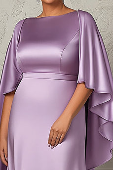 Lilac Sheath Satin Long Plus Size Mother of the Bride Dress