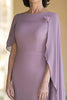 Load image into Gallery viewer, Lilac Sheath Chiffon Long Mother of the Bride Dress with Cape Sleeves