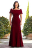 Load image into Gallery viewer, Plus Size Burgundy A Line Satin Long Mother of the Bride Dress