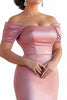 Load image into Gallery viewer, Plus Size Pink Mermaid Satin Off the Shoulder Long Mother of the Bride Dress