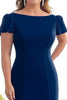 Load image into Gallery viewer, Plus Size Navy Sheath Satin Boat Neck Long Mother of the Bride Dress