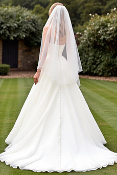 Simple Ivory Ball Gown Sweetheart Sweep Train Wedding Dress