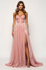 Load image into Gallery viewer, Corset Blush Pink A Line Tulle Long Prom Dress with Slit