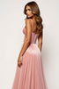 Load image into Gallery viewer, Corset Blush Pink A Line Tulle Long Prom Dress with Slit