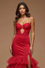 Load image into Gallery viewer, Dark Red Mermaid Keyhole Tulle Long Prom Dress with Slit