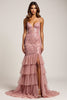 Load image into Gallery viewer, Dusty Rose Sheath Deep V-Neck Long Prom Dress with Silt