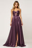 Load image into Gallery viewer, Sparkly Purple A Line Sweetheart Long Prom Dress with Slit