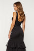 Load image into Gallery viewer, Black Sheath Tulle Tiered V-Neck Long Prom Dress