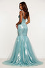 Load image into Gallery viewer, Sparkly Light Blue Mermaid V-Neck Long Prom Dress