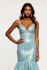 Load image into Gallery viewer, Sparkly Light Blue Mermaid V-Neck Long Prom Dress