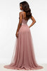 Load image into Gallery viewer, Corset Dusty Rose Tulle Prom Dress with Slit