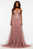 Load image into Gallery viewer, Corset Dusty Rose Tulle Prom Dress with Slit