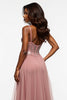 Load image into Gallery viewer, Corset Dusty Rose Tulle Prom Dress with Slit