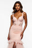 Load image into Gallery viewer, Blush Pink Mermaid Long Tulle Prom Dress with Slit