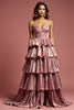 Load image into Gallery viewer, Dusty Rose A -Line Spaghetti Straps Long Tiered Prom Dress