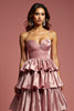 Load image into Gallery viewer, Dusty Rose A -Line Spaghetti Straps Long Tiered Prom Dress