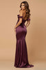 Load image into Gallery viewer, Purple Sheath Off the Shoulder Ruched Long Prom Dress with Slit