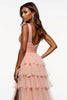 Load image into Gallery viewer, Pink A Line Tiered Long Tulle Prom Dress with Slit