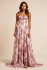 Load image into Gallery viewer, Floral Purple Corset A Line Sweetheart Long Prom Dress