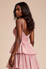 Load image into Gallery viewer, Dusty Rose A Line Tiered V-Neck Long Prom Dress with Slit