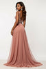 Load image into Gallery viewer, Dusty Rose A Line Tulle V-Neck Long Prom Dress with Sequins