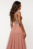 Load image into Gallery viewer, Dusty Rose A Line Tulle V-Neck Long Prom Dress with Sequins