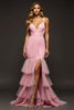 Load image into Gallery viewer, Pink Mermaid Ruched V-Neck Long Prom Dress with Slit