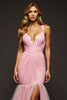 Load image into Gallery viewer, Pink Mermaid Ruched V-Neck Long Prom Dress with Slit