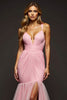 Load image into Gallery viewer, Pink Mermaid Ruched V-Neck Long Prom Dress with Slit