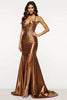 Load image into Gallery viewer, Metallic Corset Brown Mermaid Long Prom Dress with Slit