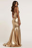 Load image into Gallery viewer, Metallic Golden Mermaid Appliqued Long Prom Dress with Slit