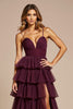 Load image into Gallery viewer, Purple A Line Tiered V-Neck Long Tulle Prom Dress with Slit