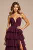 Load image into Gallery viewer, Purple A Line Tiered V-Neck Long Tulle Prom Dress with Slit