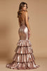 Load image into Gallery viewer, Sparkly Rose Gold Mermaid Tiered V-Neck Long Prom Dress