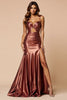 Load image into Gallery viewer, Metallic Brown Mermaid Satin Sweetheart Long Prom Dress with Slit