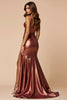 Load image into Gallery viewer, Metallic Brown Mermaid Satin Sweetheart Long Prom Dress with Slit