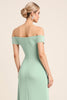 Load image into Gallery viewer, Mint Sheath Chiffon Strapless Off the Shoulder Long Bridesmaid Dress