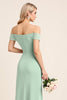 Load image into Gallery viewer, Mint Sheath Chiffon Strapless Off the Shoulder Long Bridesmaid Dress