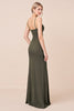 Load image into Gallery viewer, Olive Sheath Chiffon Corset Long Bridesmaid Dress with Slit