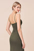 Load image into Gallery viewer, Olive Sheath Chiffon Corset Long Bridesmaid Dress with Slit