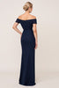 Load image into Gallery viewer, Navy Sheath Chiffon Off the Shoulder Long Bridesmaid Dress with Slit