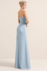 Load image into Gallery viewer, Sweetheart Dusty Blue Sheath Chiffon Long Bridesmaid Dress with Slit