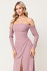 Load image into Gallery viewer, Dusty Rose Sheath Chiffon Off the Shoulder Long Bridesmaid Dress