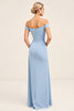 Load image into Gallery viewer, Blush Pink Off the Shoulder Sheath Long Bridesmaid Dress